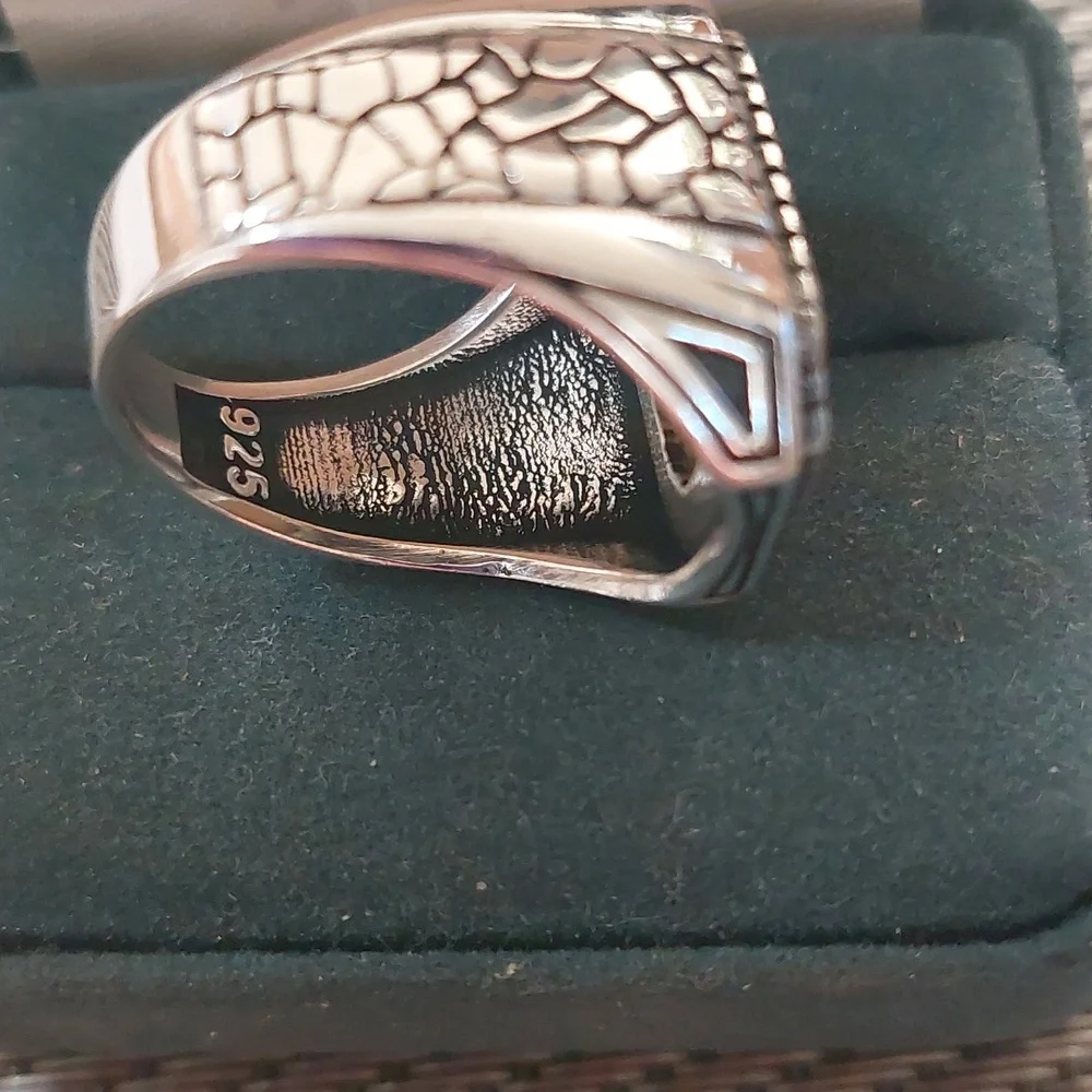 Sterling Silver Men's Tiger Eye Ring sz9 Oxidized